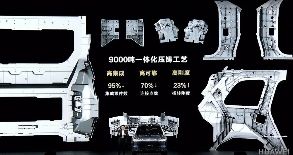 問(wèn)界M9后車體采用9000T一體壓鑄件
